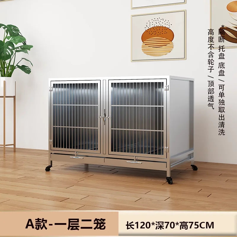 Stainless steel dog cage bold multi-layer pet display cage small dog outdoor display cabinet pet store foster cage