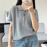 WinvyNee Summer Women's Clothing Cotton Polo T-shirt Short Sleeve Polo Collar Clothes Solid Casual Pullover Female Tops A1002029
