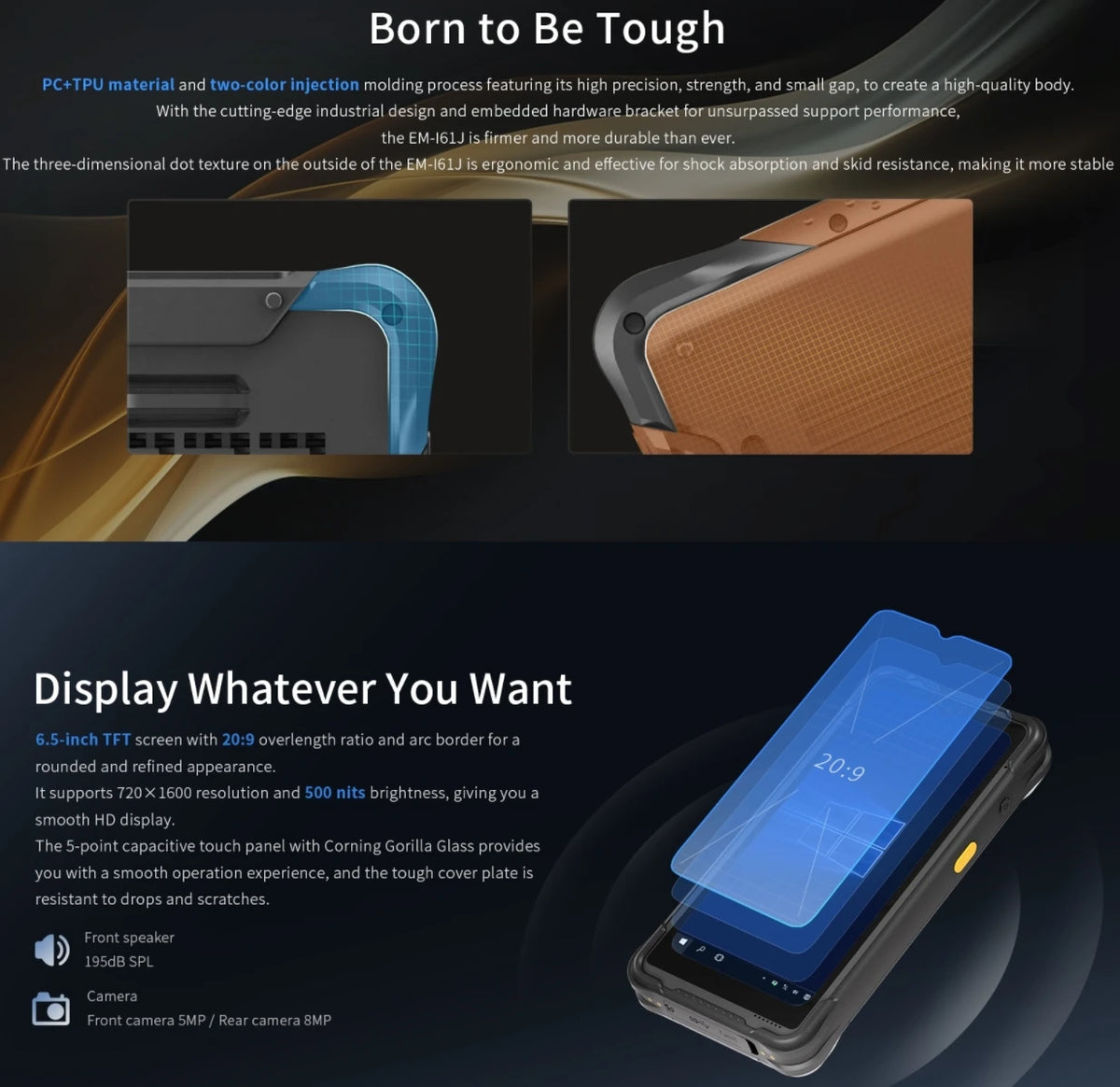 RUGLINE All In One Windows PDA 6.5 Inch Touch Screen Bluetooth Wifi 4G Barcode Scanner Intel N5100 IP67 Waterproof Rugged Tablet