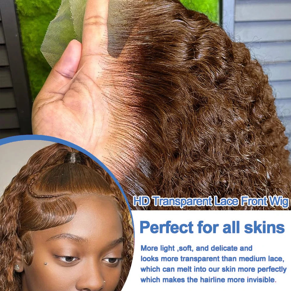 Short Bob Wig 13x4 Lace Front Wig Chocolate Dark Brown 100% Human Hair