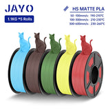 JAYO PLA Classic 3D Filament 1.75mm High Speed Matte PLA 3D Printer Filament Neatly Wound 3D Printing Materials 5Rolls/set