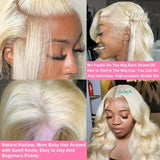 220% Density Human Hair Wigs Blonde 613 Lace Front Wigs 13x4 Body Wave