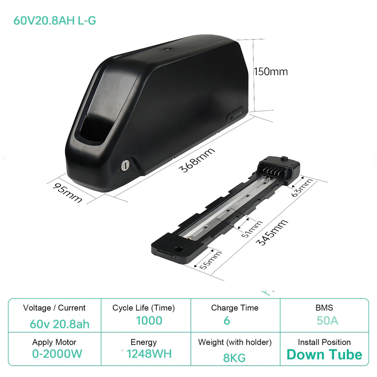 48V 30AH Electric Bike Battery 21700 Cells 60V 52V 48V Bikes Downtube Polly L-G 72V 15AH Scooter E-Bike Battery Pack for 0-2000W