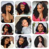 Burmese Curly Wig Human Hair 12A Brazilian Virgin Jerrry Curly Half Wig Human Hair 3In1 Seamless Flip Over Glueless Wear and Go