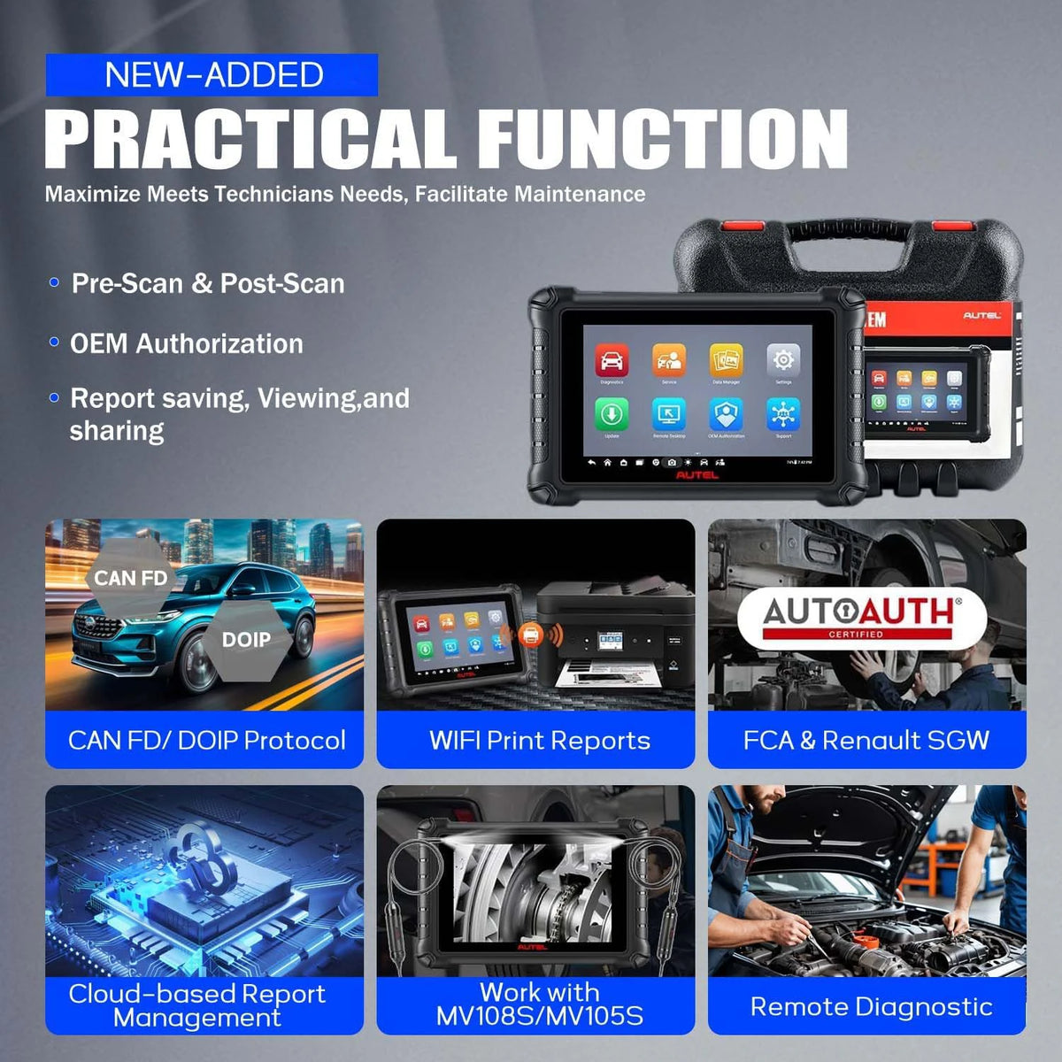 Autel MaxiCheck MX900 MK900 Diagnostic Tool Automotive OBD2 Scanner 8Inch OBD 2 Code Reader DoIP/CAN FD Same as MK900 Scanner