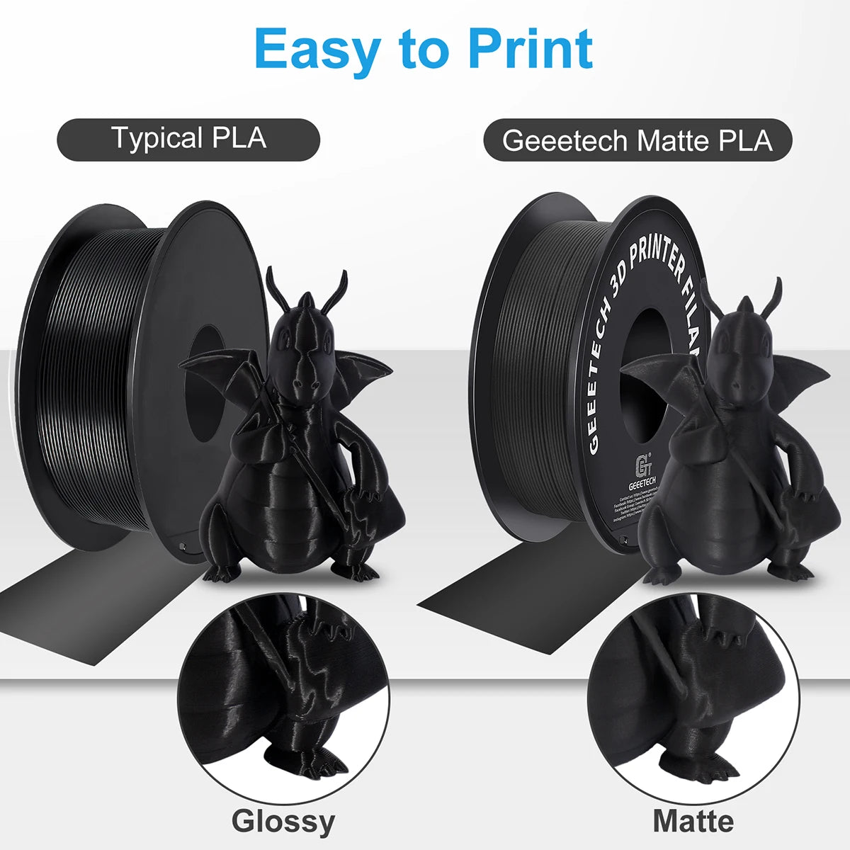 GEEETECH 10Kg 3d Matte PLA Filament 1.75mm Spool Wire For 3D Printer Material,Safety, Vacuum packaging