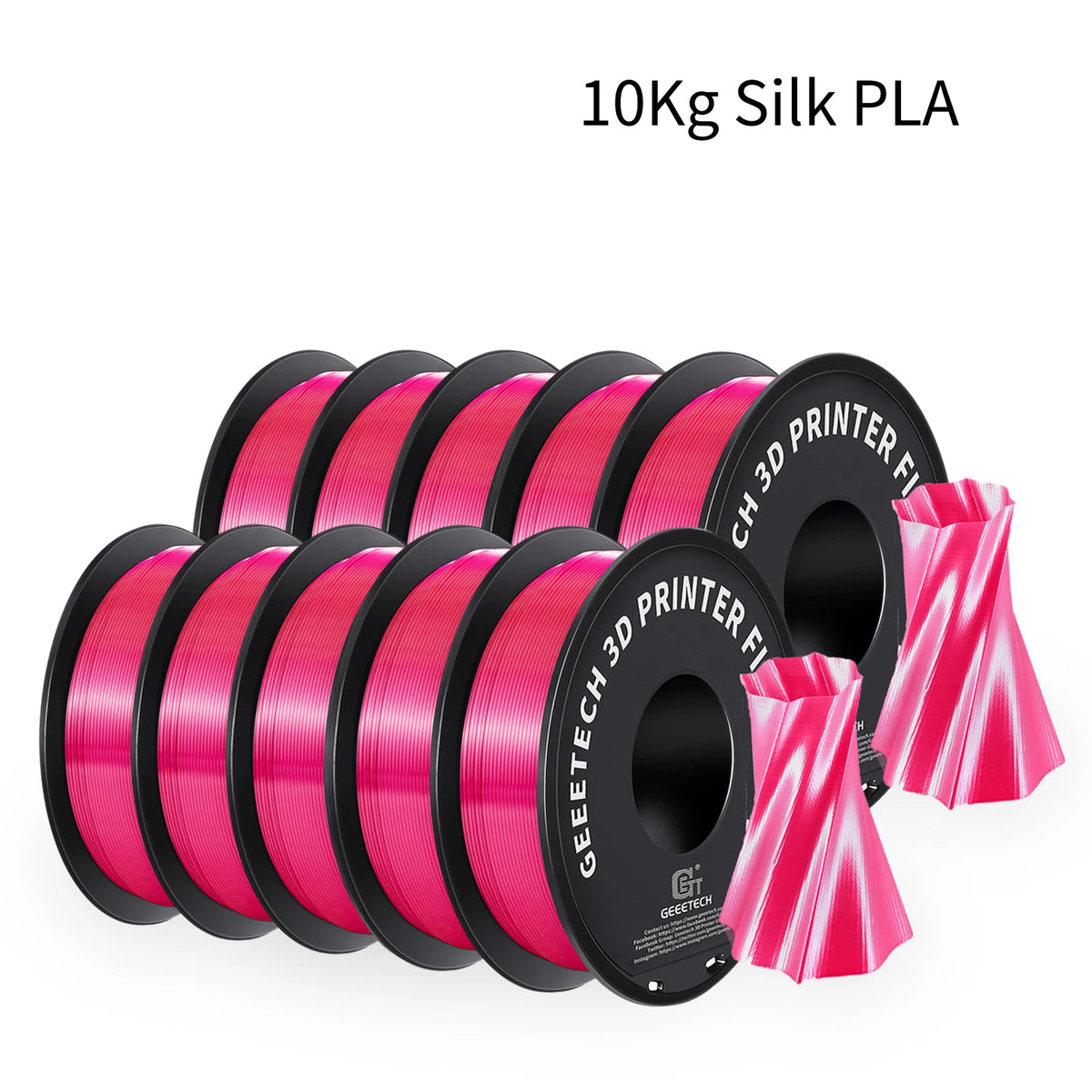 GEEETECH 10Kg 3d Silk PLA Filament 1.75mm Spool Wire For 3D Printer Material,Safety, Vacuum packaging