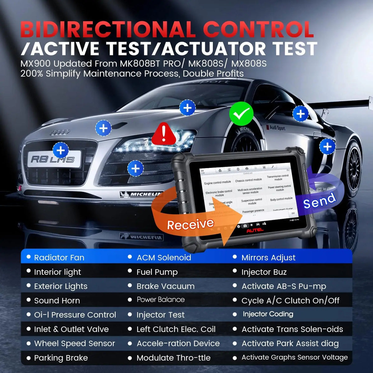 Autel MaxiCheck MX900 MK900 Diagnostic Tool Automotive OBD2 Scanner 8Inch OBD 2 Code Reader DoIP/CAN FD Same as MK900 Scanner