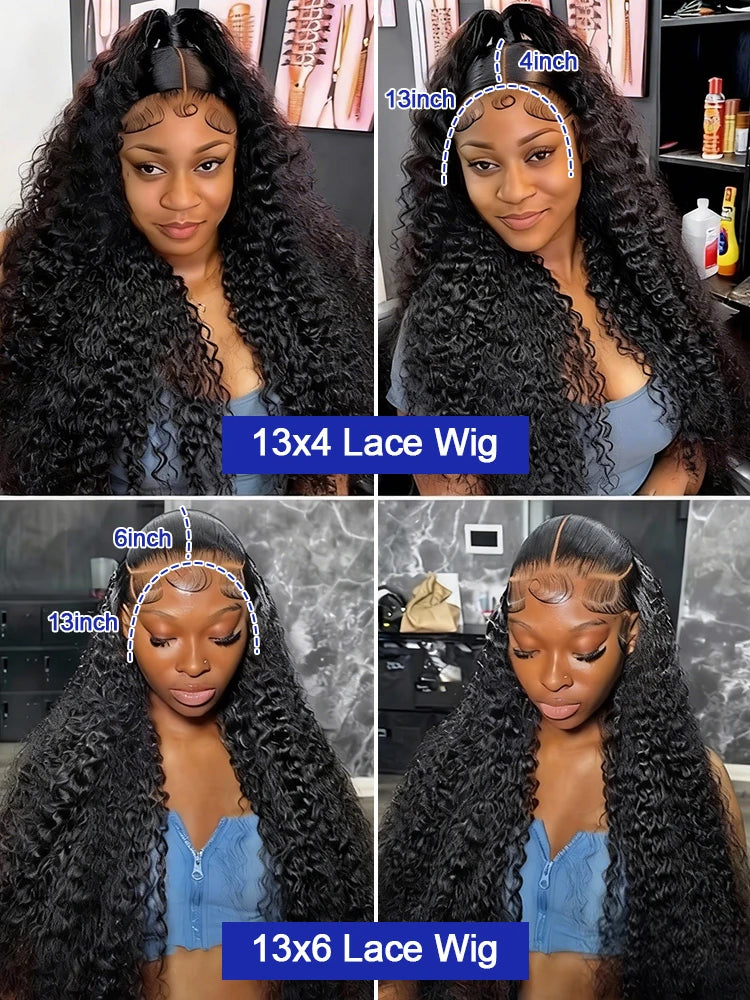 300% Density 40 42 Inch High Quality Loose Deep Wave Frontal Wigs Transparent 13x4 Lace Front Brazilian Hair Wigs Glueless Wig Human Hair 13x6 Water Wave Kinky Curly HD Lace Frontal Wig Preplucked Hairline Wet and Wavy Human Hair Wig on Clearance Sale