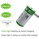 USB D Li-ion Rechargeable Batteries, High Capacity 1.5V 23800mWh Rechargeable D Battery, 4 H Fast Charge with Type C Port Cable