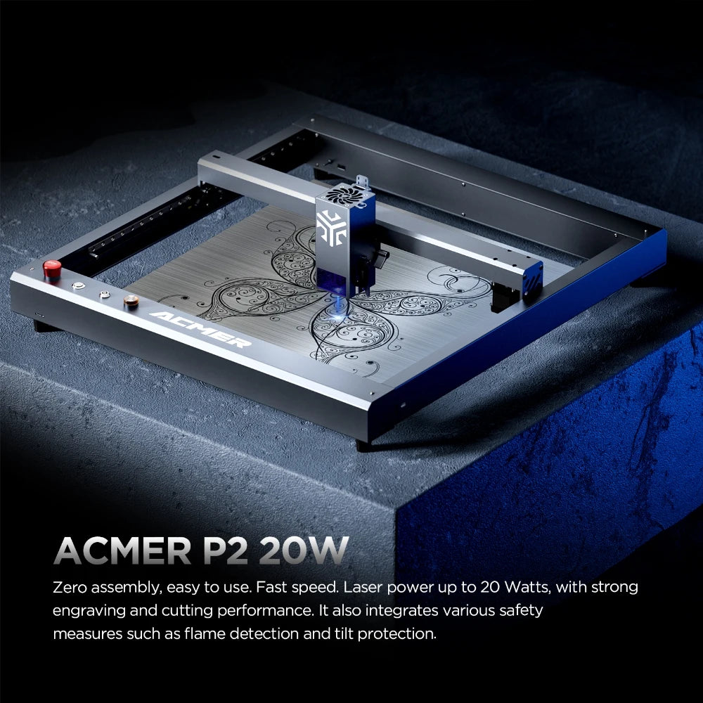 ACMER P2 20W Laser Engraver Cutting Machine Automatic Air Assist Support APP wifi CNC CO2 High Speed Laser Cutting Machine Wood