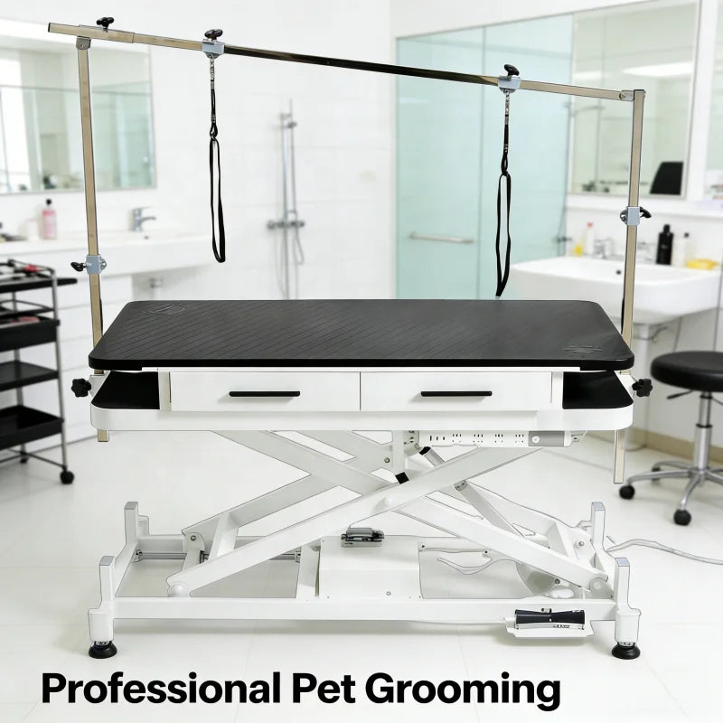 Electric Lift Pet Grooming Table with Drawers High-Density Waterproof Tabletop Dog Grooming Table for Pet Salon