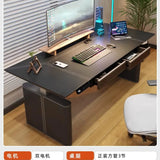 Height Adjustable  Computer Desks Gaming Electric Desk Home Office Computer Desks Study Saddle Leather Office Furniture Bureau