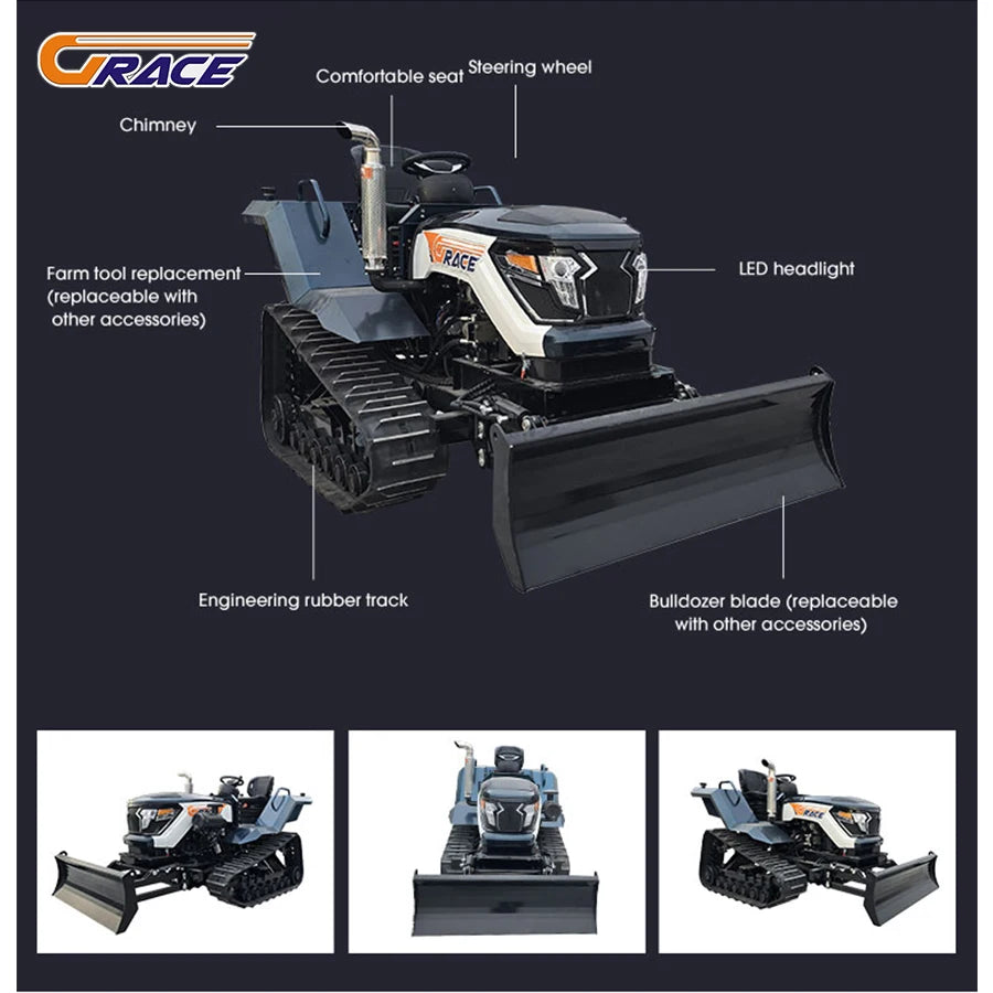 Customize Multi Functional Crawler Tractor With Shovel Bulldozer Breaker Hammer