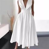 Women's Elegant Evening Cocktail Maxi Dresses 2025 High Waisted Deep V-Neck Sexy Dress For Woman Party Wedding Guest