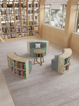 Creative S-shaped library bookcase integrated curved sofa picture book library school storage multi-functional rest area