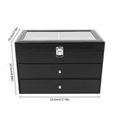 12 Compartment Watches & Glasses Display Box, Watch Box Organizer Storage Case with Large Glass Lid