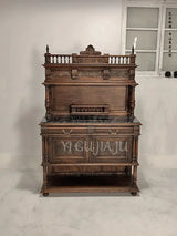 66 Medieval Solid Wood Retro Restaurant Wine Cabinet Tea Cabinet Neoclassical Nostalgic Side Cabinet Living Room Storage Designe