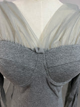 Hot Girl Mesh Spliced V-neck Long-sleeved T-shirts Women's Spring Autumn Pure Desire Style Inner Layering Short Bottoming Shirts