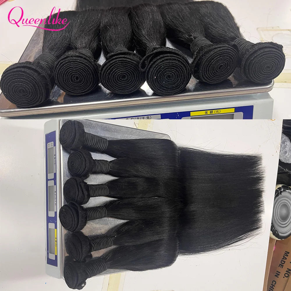 Queenlike 30 Inch Human Hair Bundles Brazilian Raw Hair Weave 1/3/4