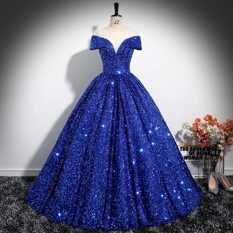 Ball Gown Dress Women Long Dresses Sexy Vestidos Y2k Streetwear V Neck Elegant Splice Party Night Work Off Shoulder Sequins