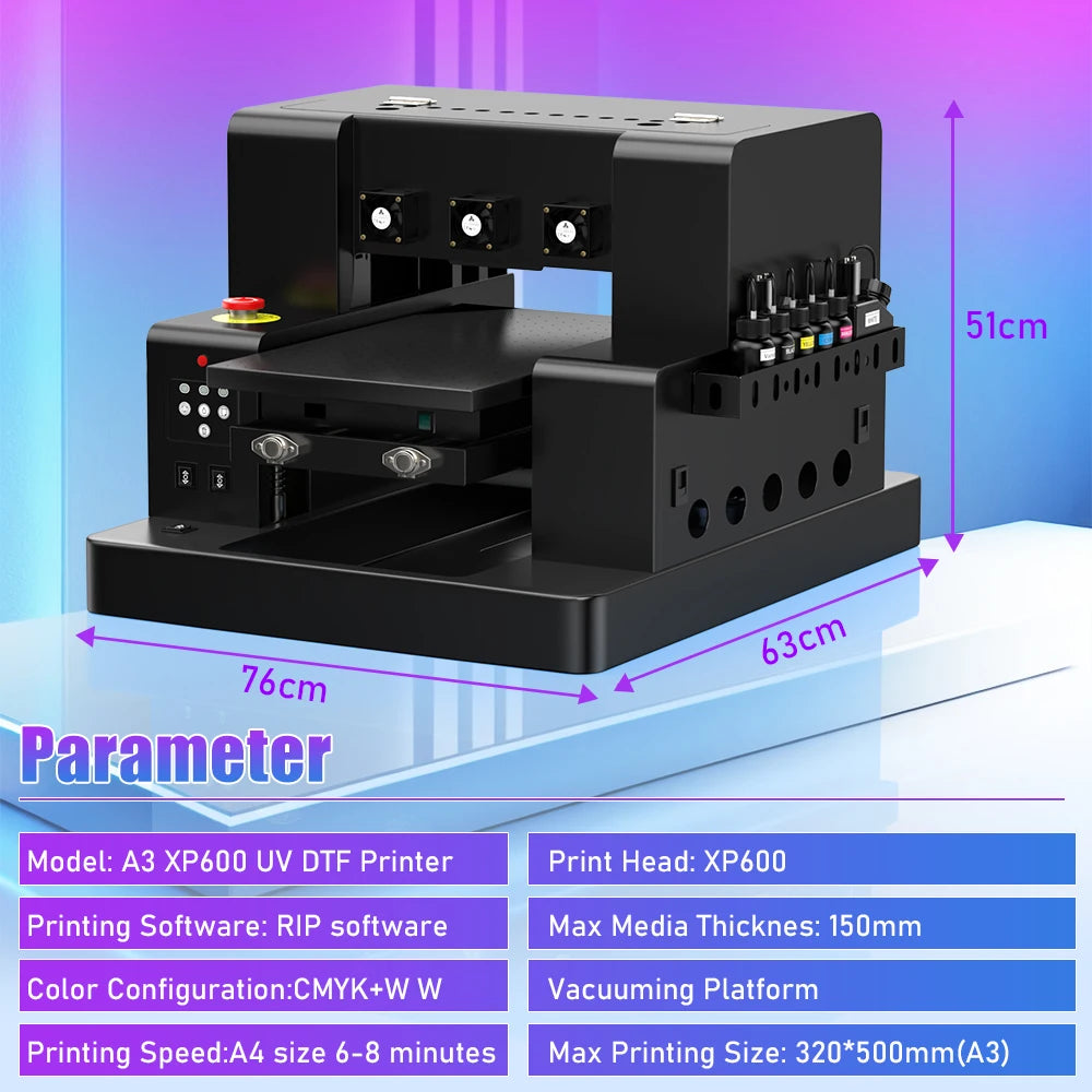 OYfame A3 A4 UV Flatbed Printer | With L805 XP600 Print Head | For Phone Cases Bottles Acrylic Pens  EU & US Stock Available