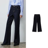 TOYOUTH Women Denim Jeans 2025 Autumn New Retro Lycra Micro Flare Pant