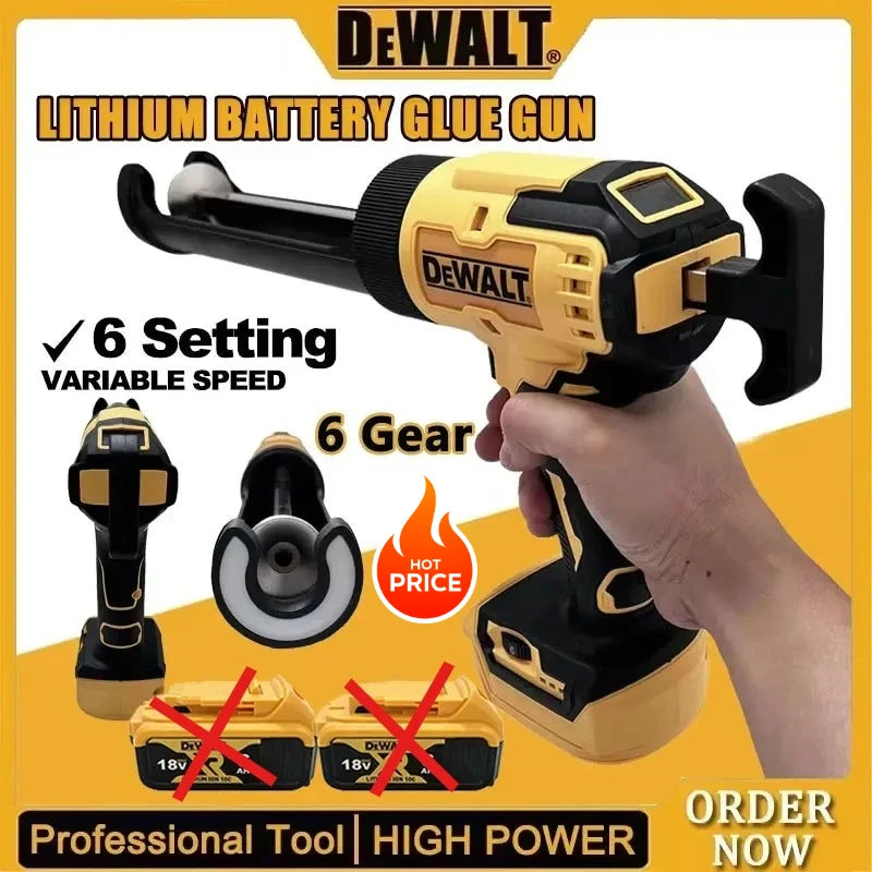 DeWalt Cordless Electric Caulking Gun 20V 6-Speed for Doors Windows Glass Sealant Adhesive Glue Gun with LED Light Tool