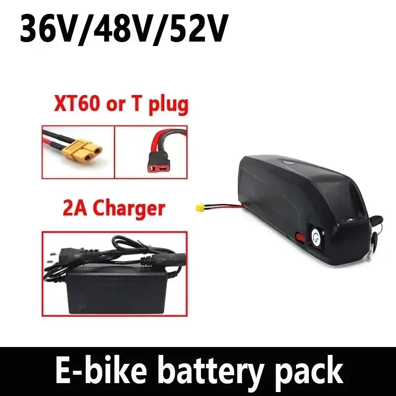Hailong Downtube Lithium Battery 36/48/52V, 12-30Ah Capacity for Bafang BBS02 BBS03 BBSHD E-Bike Motors