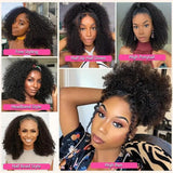 3 In 1 Half Wigs Human Hair Afro Kinky Curly Half Wig With Drawstring
