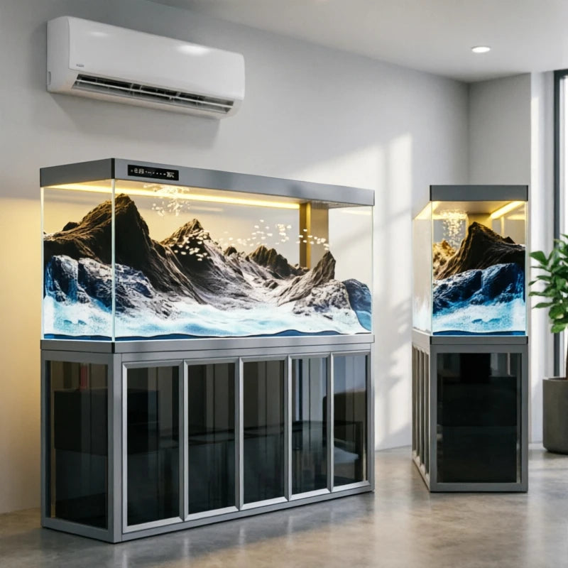 All-in-One AquariumCustomizable Luxury Rectangle Ultra Clear Glass Aquarium Tank Built-in Filter Pump System Eco-Friendly Design