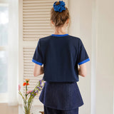 LOUIS YAO 2025 Summer Color Contrast Printed Short Sleeved T-shirt Color Blocked Loose Casual Versatile T-shirt for Women