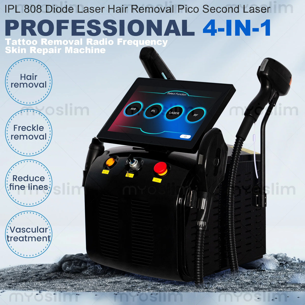 4 IN 1 Soprano Titanium Ice Platinum RF Diode 755 808 940 1064nm 4 Wave PICO Laser ND:YAG Painless Hair Removal Machine