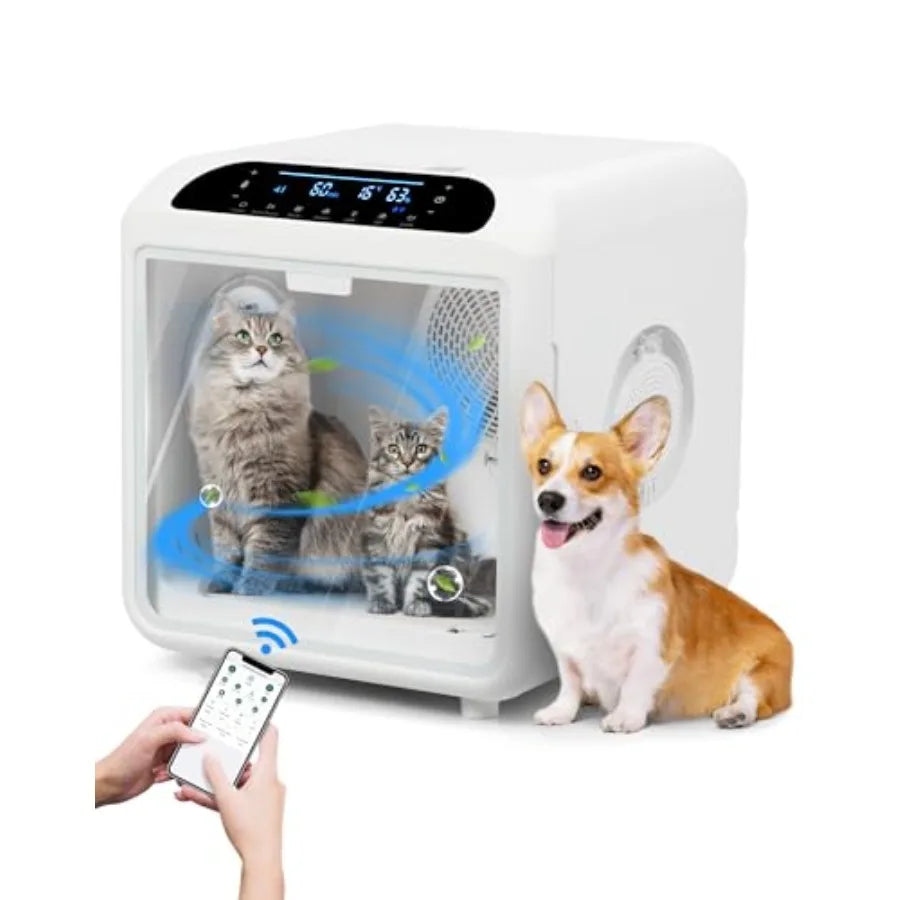 72L Large Pet Dryer Box Automatic Ultra Quiet Cat Hair Drying Box with Smart Temperature Wind and Time Control via APP or Touch