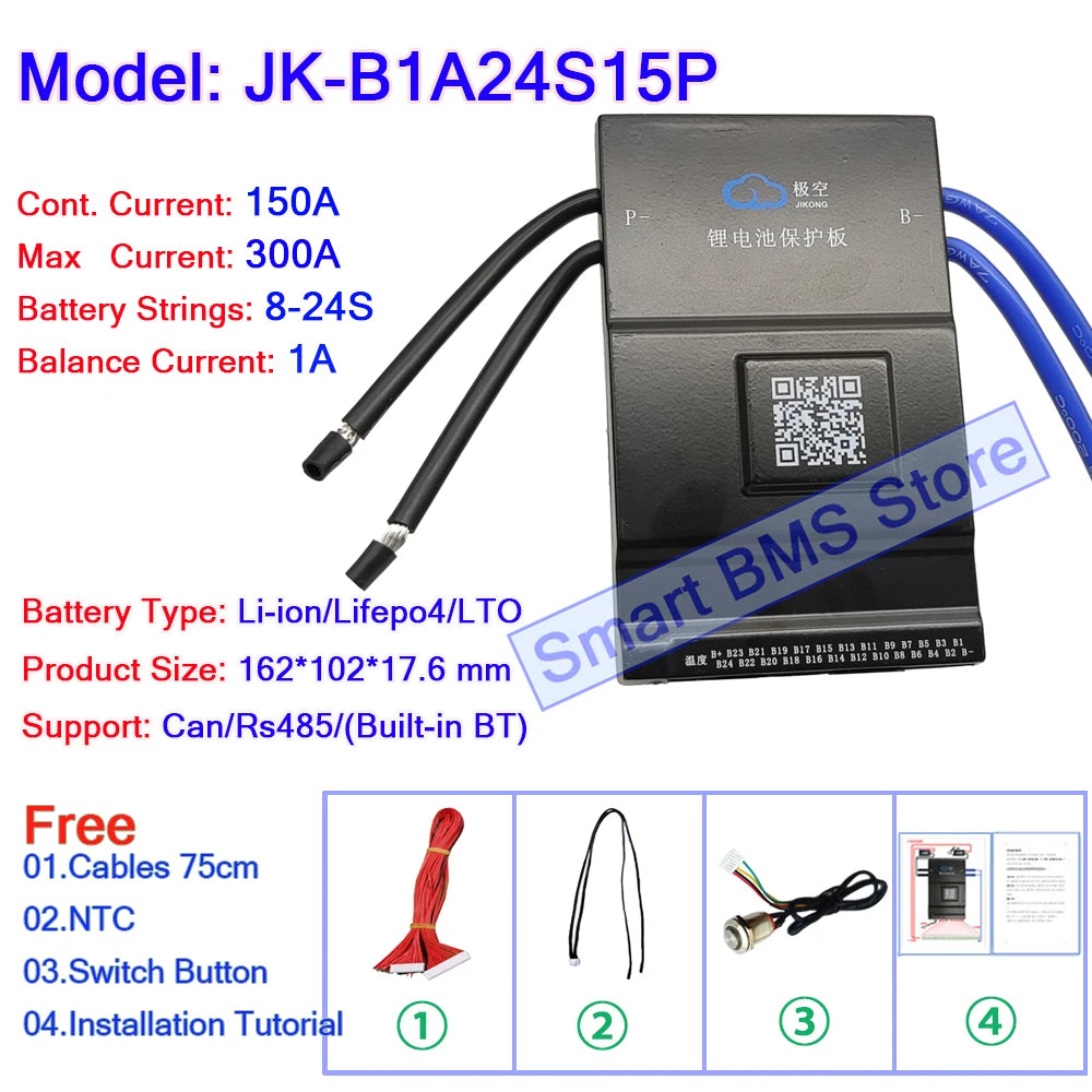 Jikong JK BMS 40A 60A 80a 200a Active Balance BD6A17S8P BD6A20S8P BD6A24S8P 8s 13s 17s 20s 24s Smart JK Bms Bt RS485 Connector