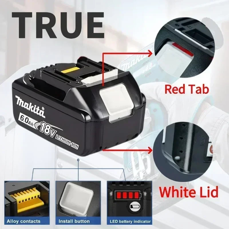 ️️️100% Original Makita 6Ah/5Ah for Makita 18V Battery BL1830B BL1850B BL1850 BL1860 Replacement Lithium Battery