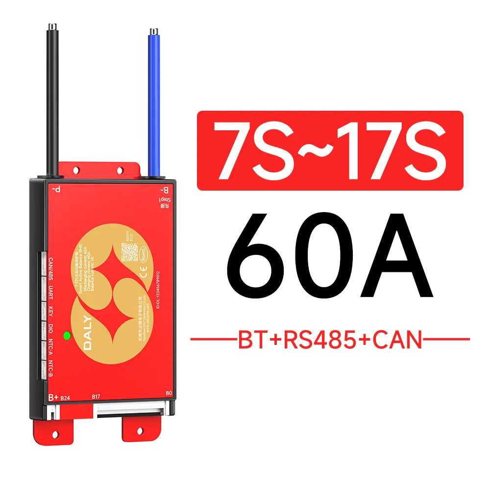 Daly Smart BMSWiFi 4S 12V 8S 24V 16S 48V 40A 100A 150A 200A Active Balance Overcharge/Discharge Protection for Sola/EV with BT