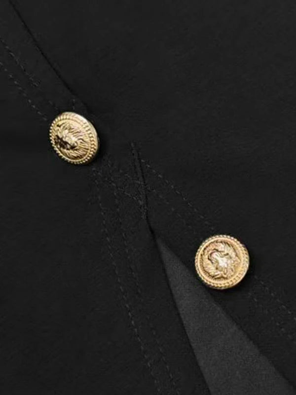 Modigirl Wedding Prom Evening Gown Party Slit Maxi Dresses for Woman 2025 New Lace Up Gold Button Womens Black Autumn Long Dress
