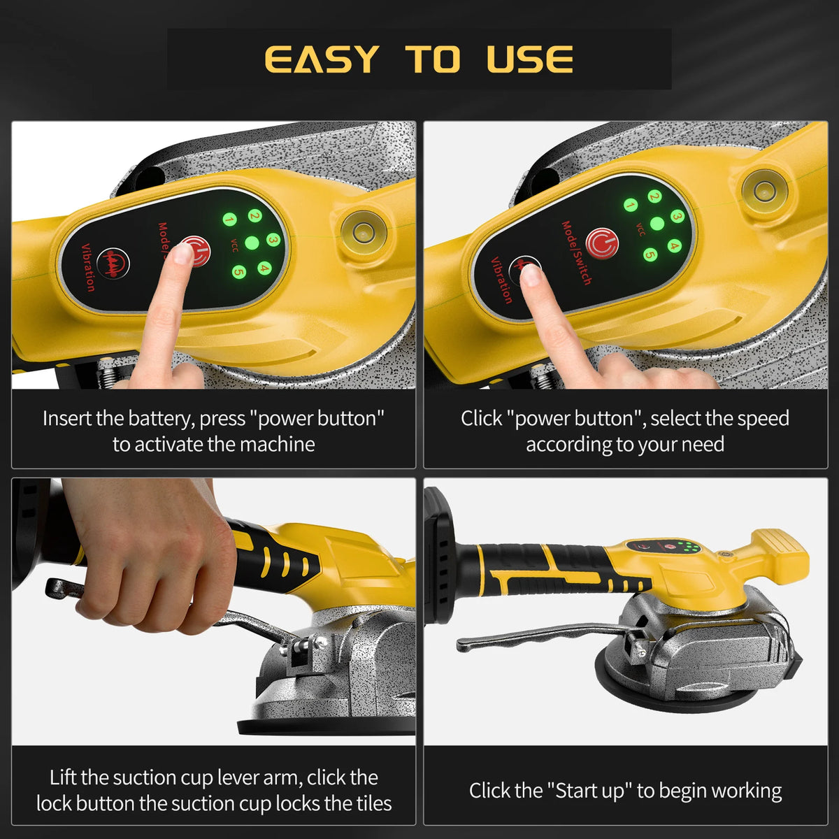 For Dewalt 20V Battery Tile Vibrating Tool Slip-proof Vibration Machine Suction Cup Vibrator Handheld Tiling Leveling Laying