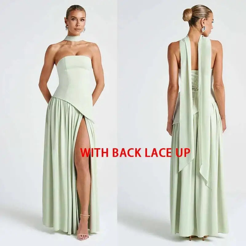 Giyu Sexy Evening Party Dresses Women 2026 Autumn Summer Maxi Long Dress Elegant Strapless Split Backless Pleated Dress