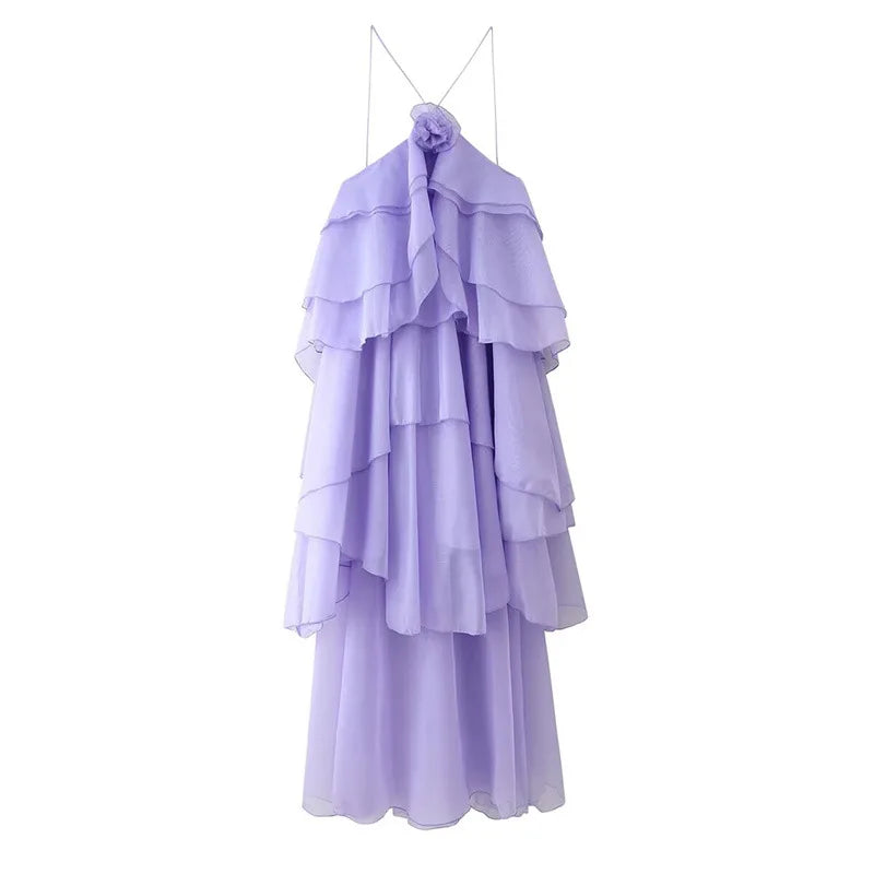 CM.YAYA Women Sleeveless Ruffles Loose Ball Gown Smock Strap Maxi Long Sexy Dress 2025 Birthday Vacation Party Dresses Vestidos