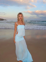 Spaghetti Strap Sexy Hollow Out Dress Women Elegant Sleeveless Backless Patchwork Bodycon Dress Vacation Beach Partywear 2026