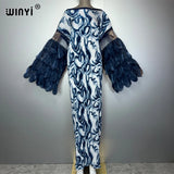WINYI Elastic Slim Pleated Dress Beach Wear Holiday Kaftan Abaya Dubai Luxury Party Dress Long Down Muslim Woman Evening Dress