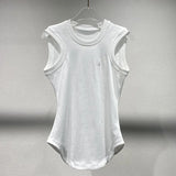 2025 Spring/Summer New Design Solid Color Round-neck Sleeveless T-Shirt Blouse - Slim Fit Women's Style