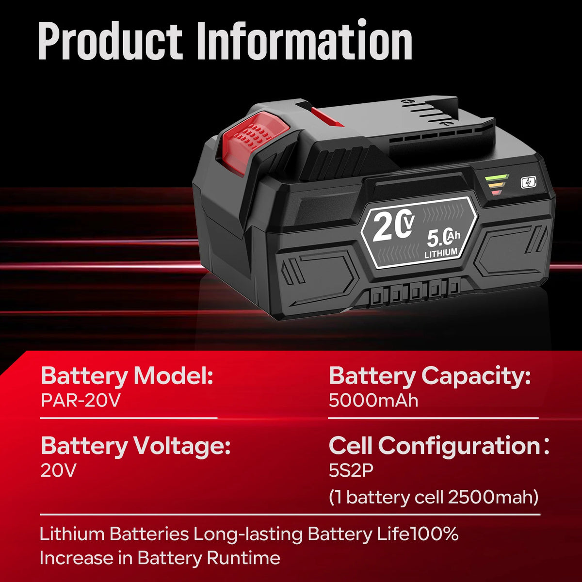 20V 5Ah Battery Li-ion For Parkside X-20V Power Tool Replacement For Lawn Mower/Chainsaw/Drill For PAP 20 B3/A3/PAPS 208 A1
