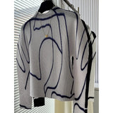 Miyake Pleated T-Shirt 2026 Spring Niche Design Personality Versatile Long Sleeve Pleats Print Top High Neck Slim Fit T-Shirt
