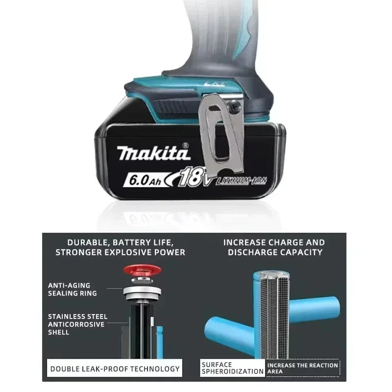 Genuine Makita 18V Battery 6ah,With Battery Indicator Rechargeable Makita Battery,BL1830 BL1840 BL1850 Power Tool Battery