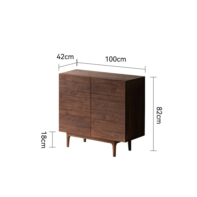 North American black walnut dining side cabinet modern simple living room wabi wind solid wood side cabinet floor cabinet storag