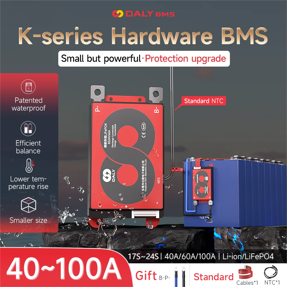 DALY Li-ion BMS 17S 60V 20S 72V And 20S 60V 24S 72V LiFePO4 BMS 40A 60A 100A Including Balance Function NTC Sensors Waterproof