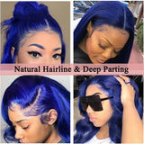 Navy Blue 13x4 Lace Front Body Wave Human Hair Wigs Brazilian Blue